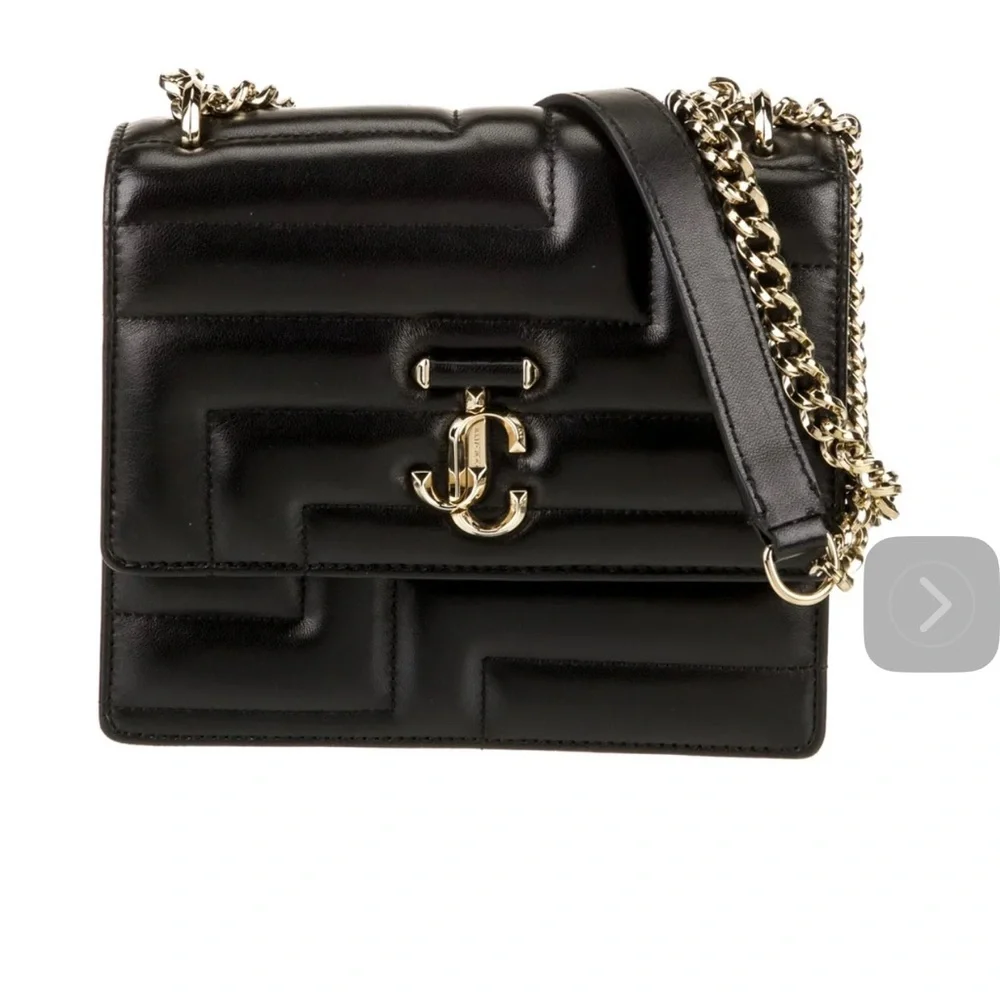 Jimmy Choo Leather Avenue Quad quilted shoulder bag Black Leather, Gold, New - Picture 3 of 13